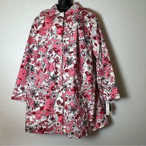 Y2K Pink Floral Preppy Flowers Trench Coat Water Resistant Harve Bernard NWT 26